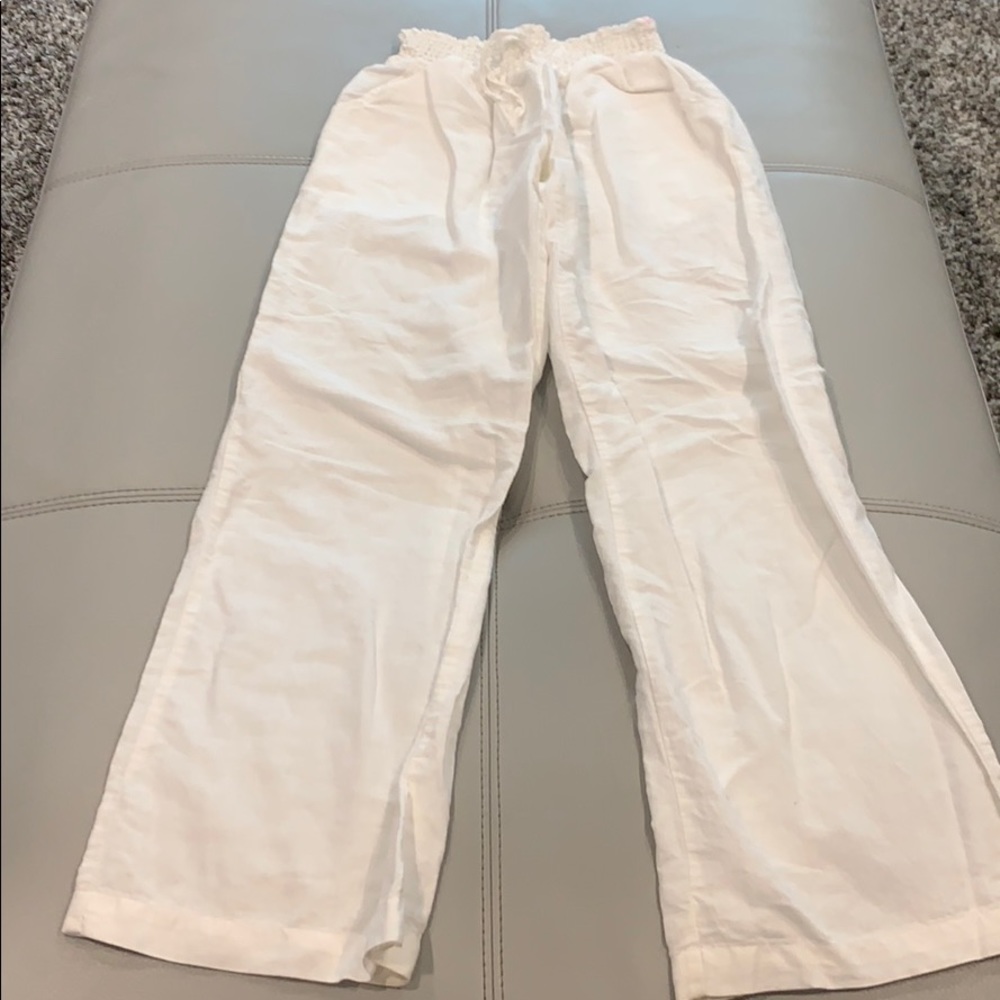 White linen pants